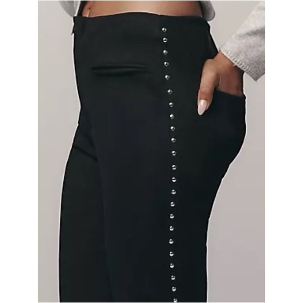 NWT by Anthropologie Studded Faux-Suede Pants Black Size 10